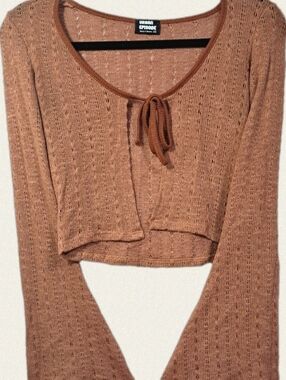 Urban Episode Rust Brown Cropped Knit Tie-Front Cardigan Sweater Top EUC | Sz XS